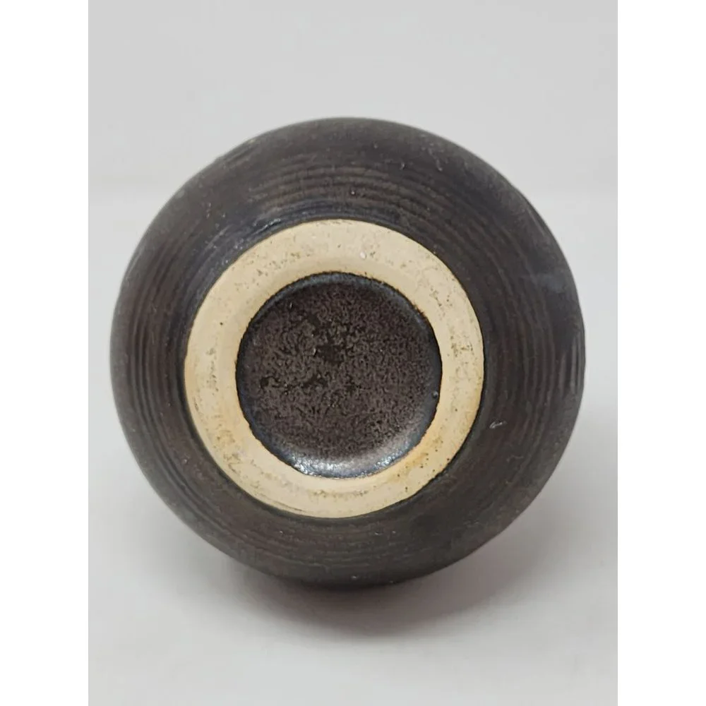 Vintage Drip‎ Glaze Vase Matte Chocolate And Turquoise